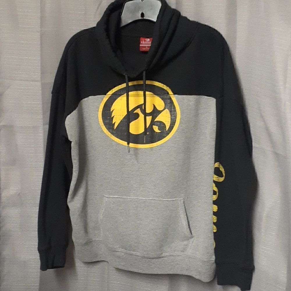 Hooded  Iowa Hawkeyes sweatshirt size L with cowl neckline.